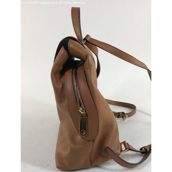 Michael Kors Light Brown Leather Backpack With Magnetic Closure & Adjustable Str - Picture 4 of 6